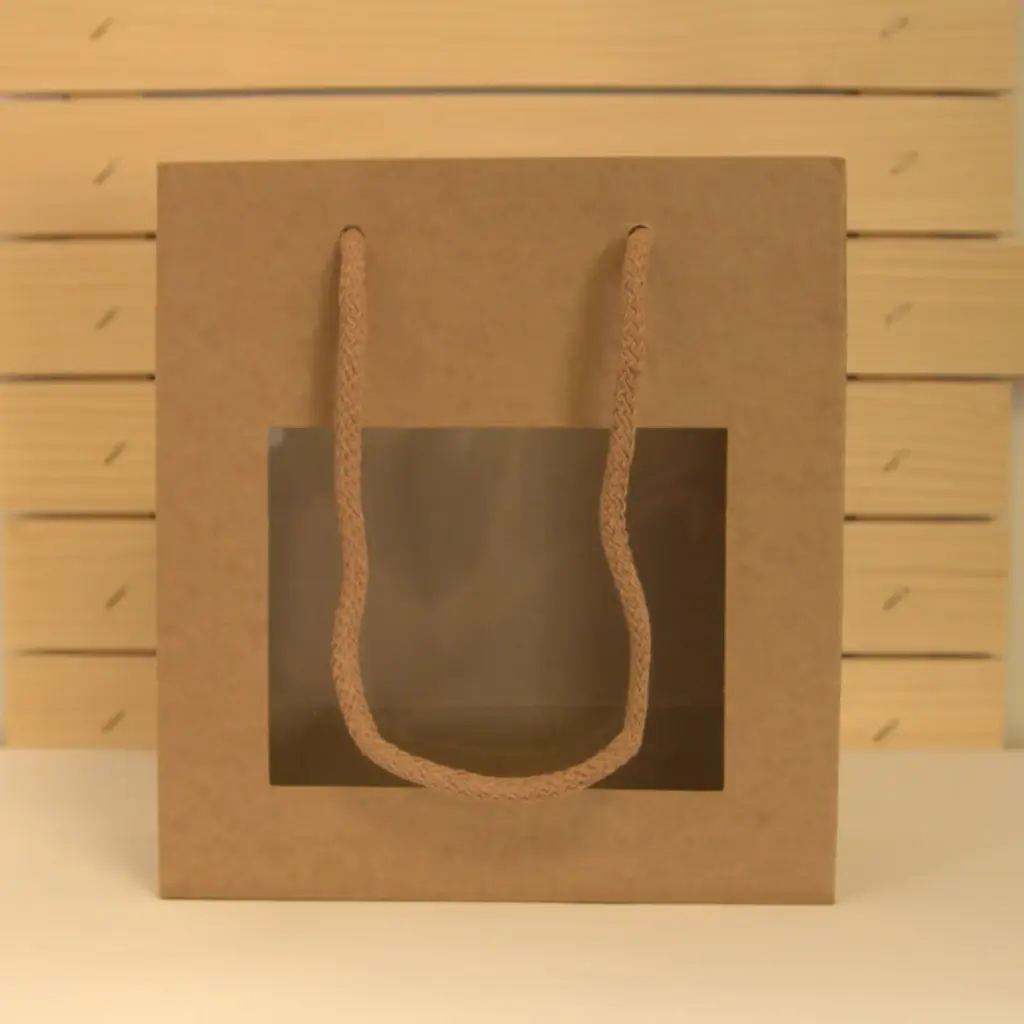 Tragtasche mit Fenster (Größe in cm 21 x 20 x 12)