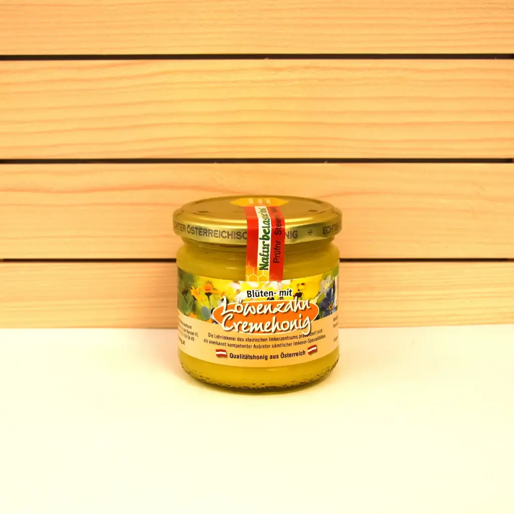Blüten- mit Löwenzahn Cremehonig