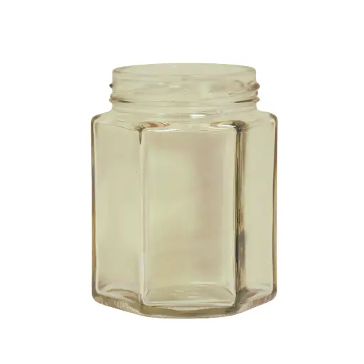 195ml Sechskantglas mit Deckel (für ca. 250g Honig)