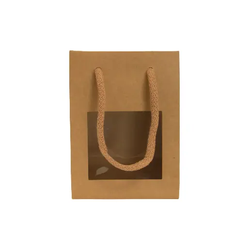 Tragtasche mit Fenster (Größe in cm 15 x 11 x 6,5)