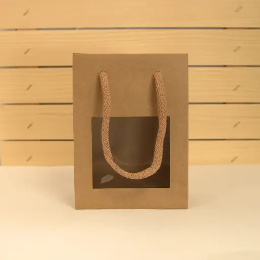 Tragtasche mit Fenster (Größe in cm 15 x 11 x 6,5)